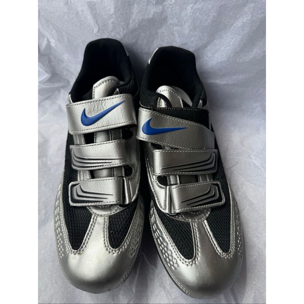 Nike Cycling Road Shoes Carbon Fiber Silver Black Blue Mens 9.5 EU43 SPD Cleats